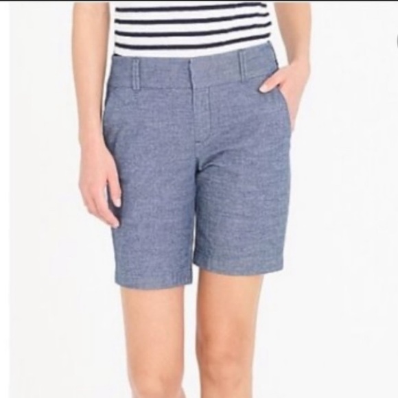 J. Crew Pants - J Crew Frankie Bermuda stretch chambray shorts mid rise / EUC